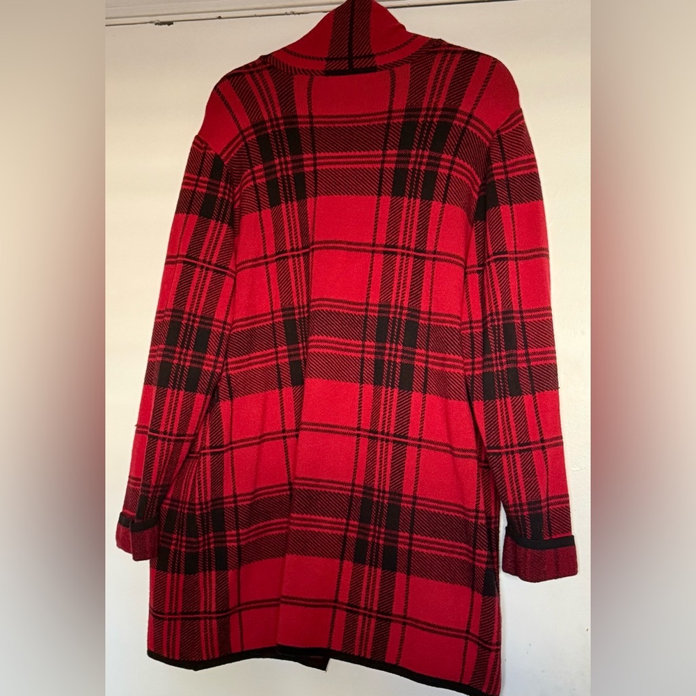 Ashley Stewart Red and Black Plaid Open Cardigan SIZE 18/20 GUC - Picture 5 of 5